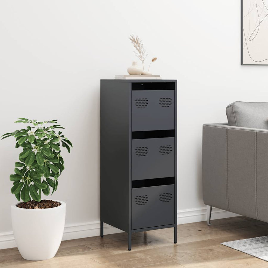 Hoge kast 39x35x103,5 cm staal antracietkleurig
