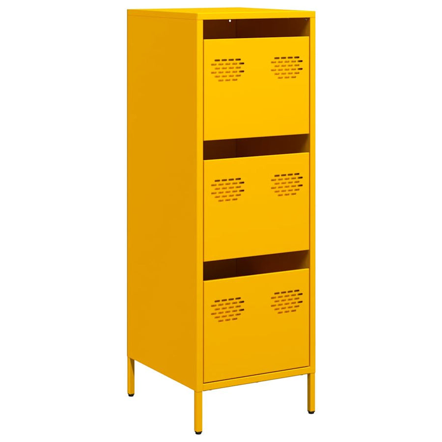 Hoge kast 39x35x103,5 cm staal mosterdgeel