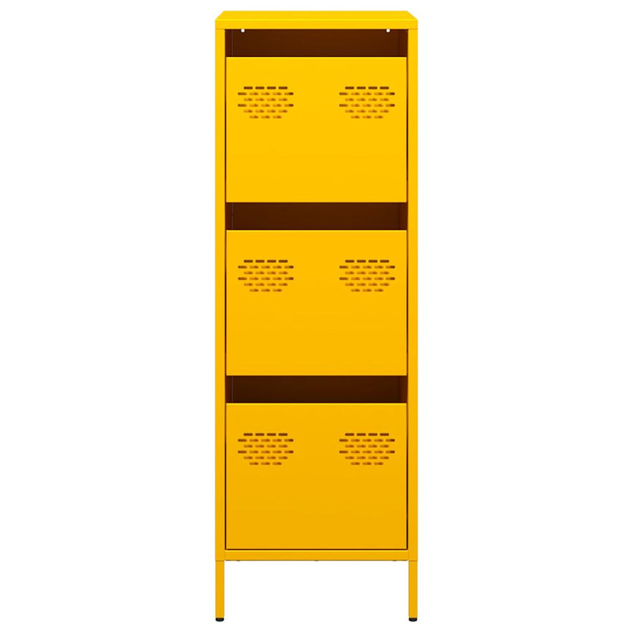 Hoge kast 39x35x103,5 cm staal mosterdgeel