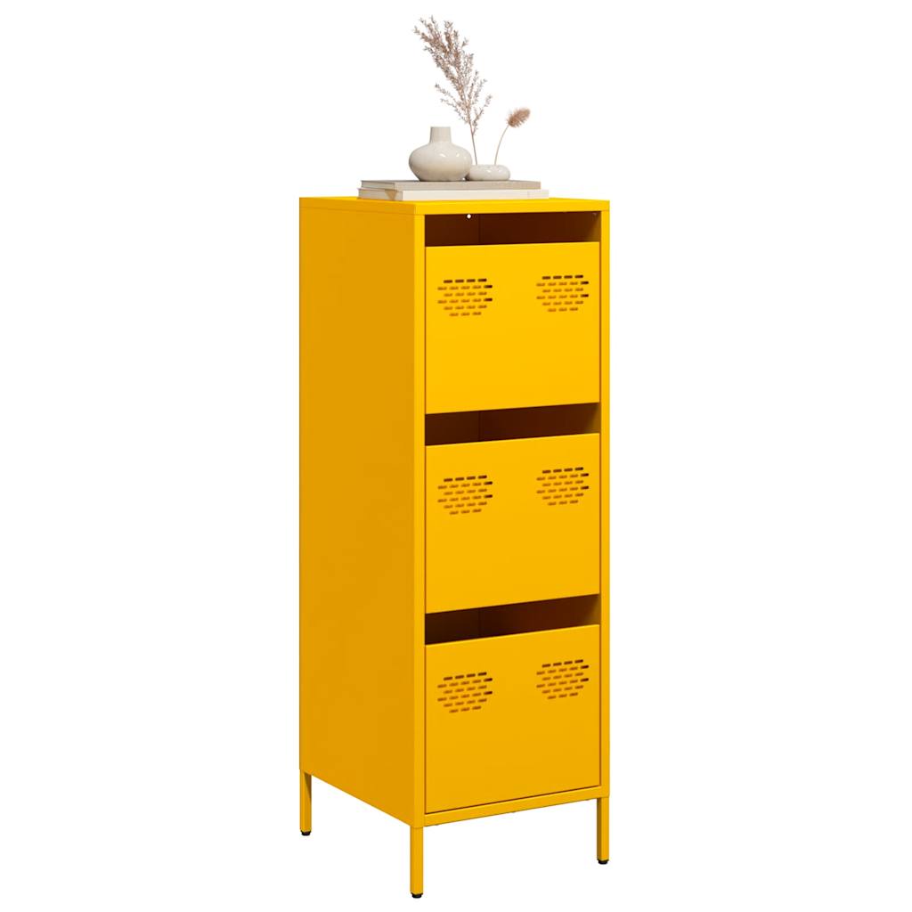 Hoge kast 39x35x103,5 cm staal mosterdgeel