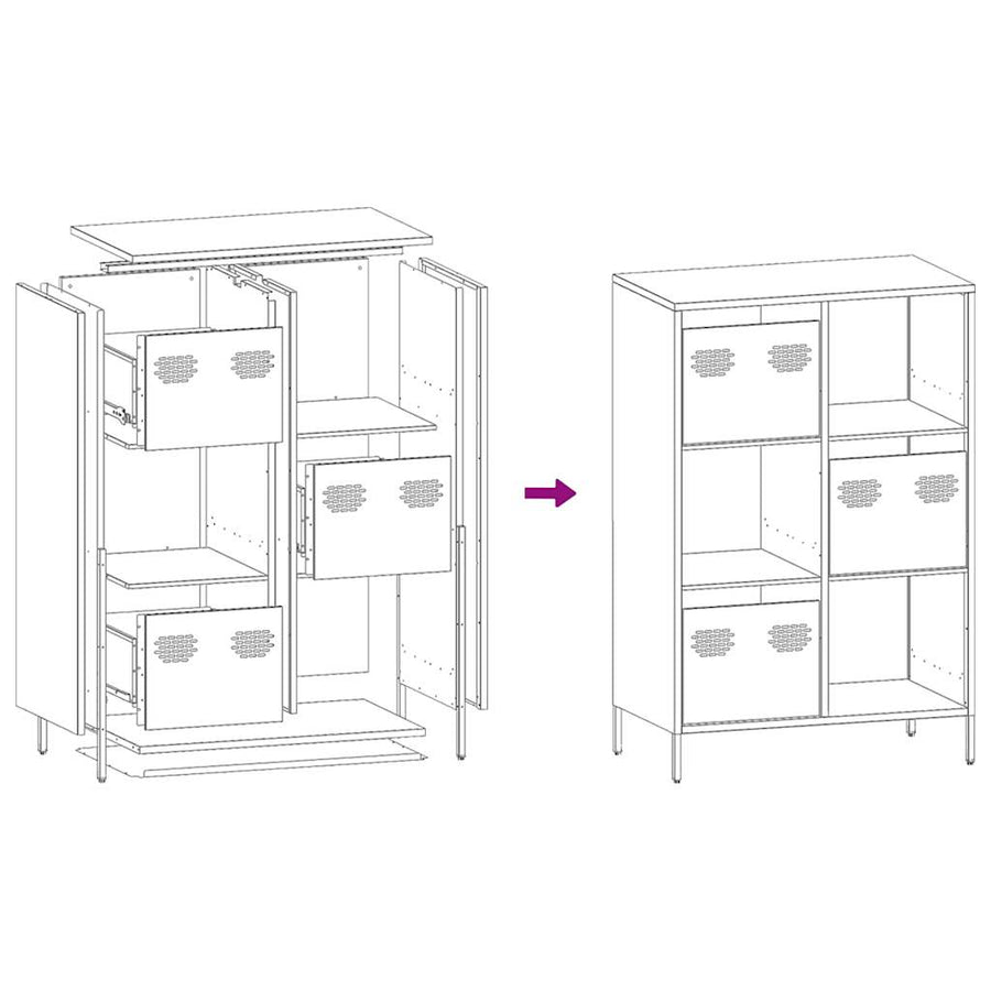 Hoge kast 68x39x103,5 cm staal zwart