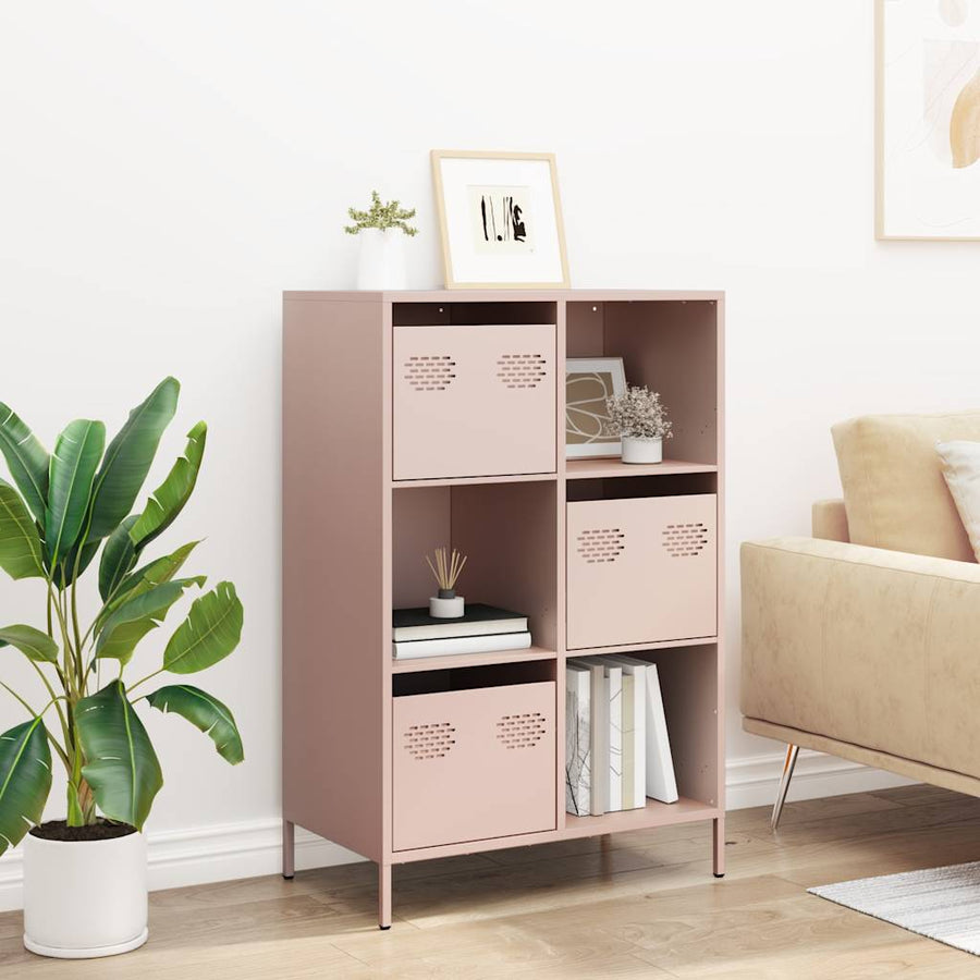 Hoge kast 68x39x103,5 cm staal roze