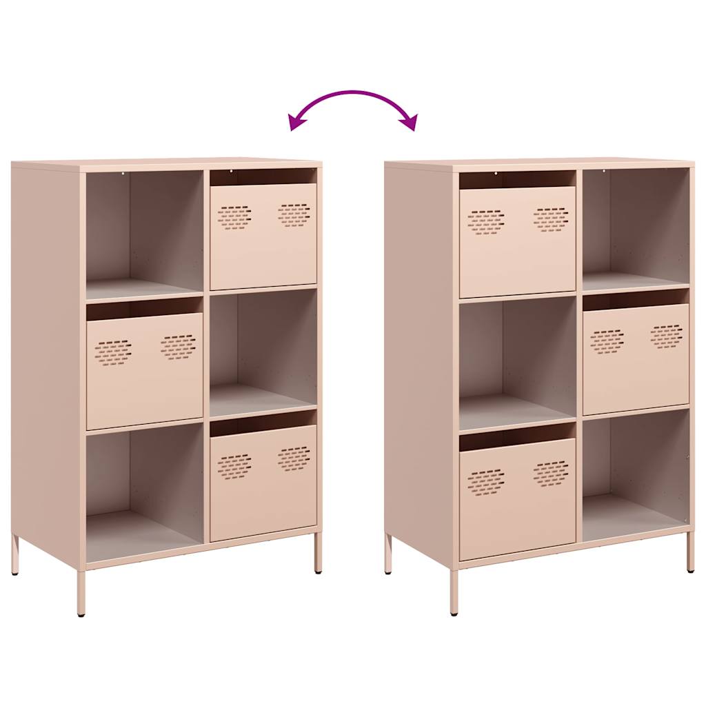 Hoge kast 68x39x103,5 cm staal roze