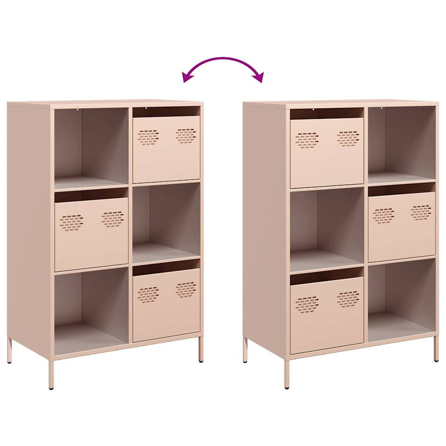 Hoge kast 68x39x103,5 cm staal roze
