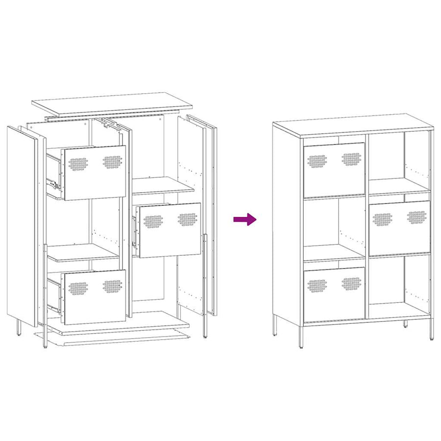 Hoge kast 68x39x103,5 cm staal antracietkleurig