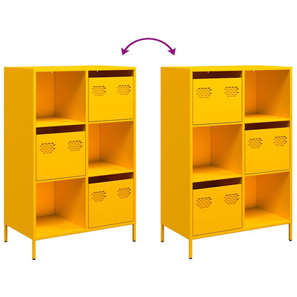 Hoge kast 68x39x103,5 cm staal mosterdgeel
