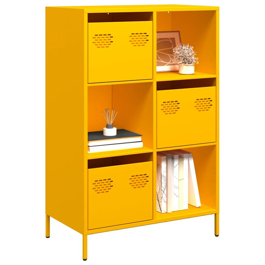 Hoge kast 68x39x103,5 cm staal mosterdgeel