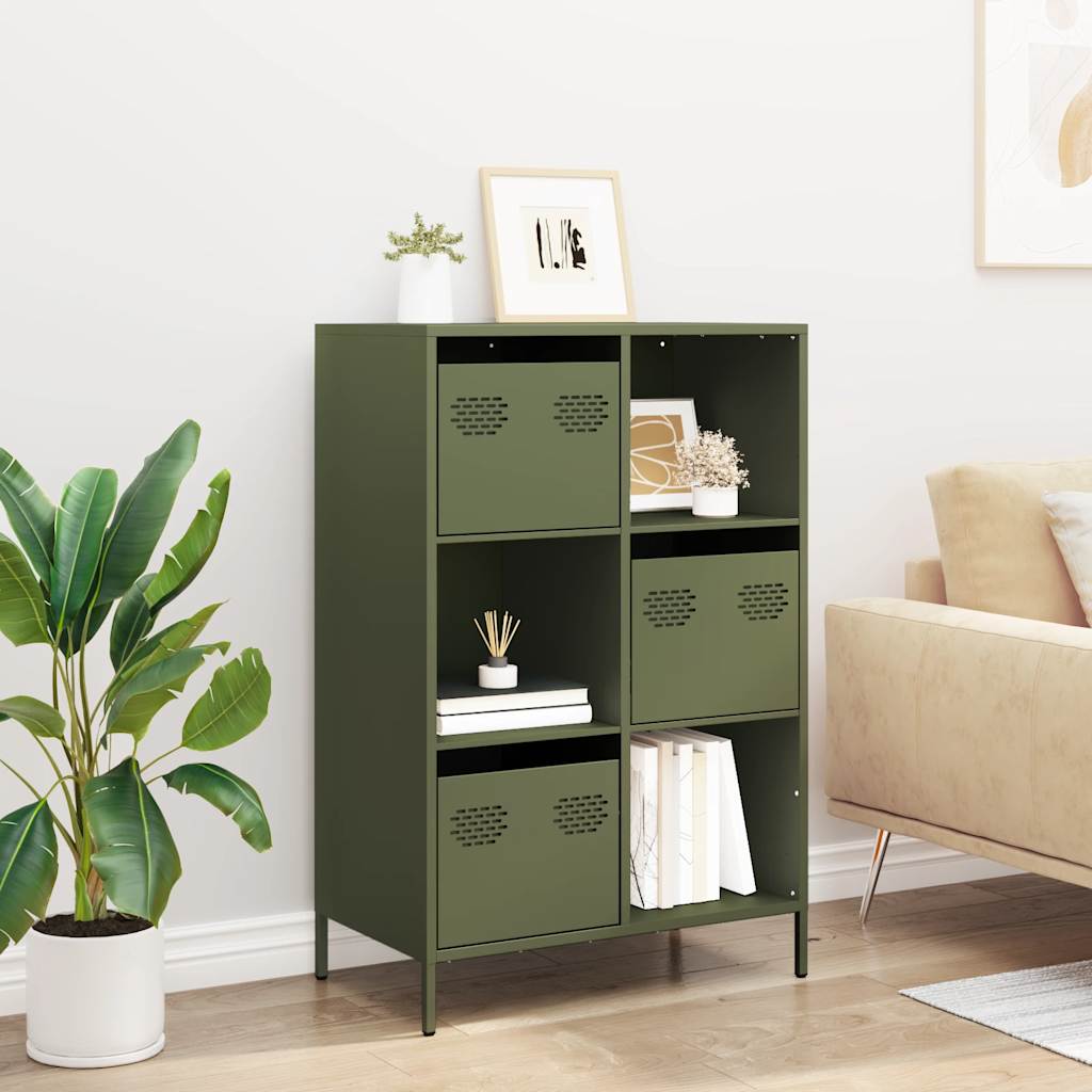 Hoge kast 68x39x103,5 cm staal olijfgroen