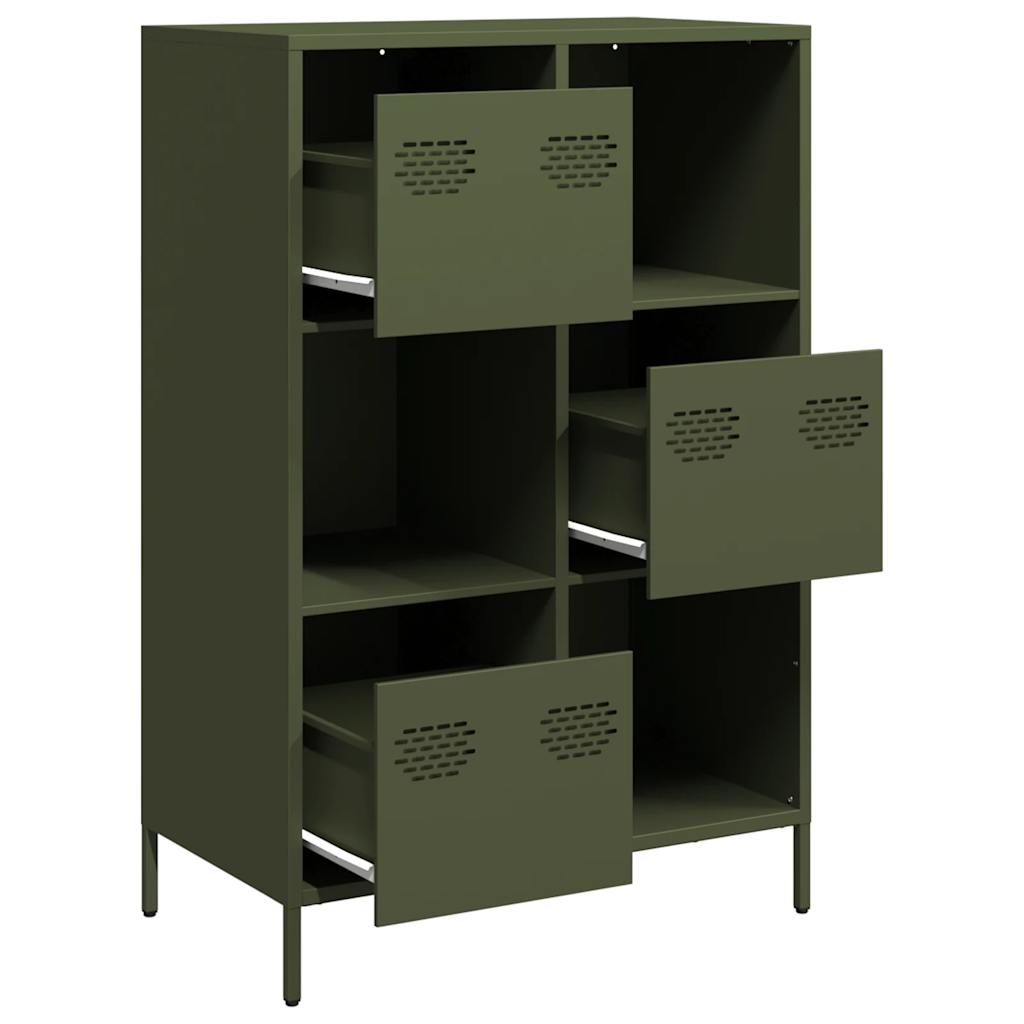Hoge kast 68x39x103,5 cm staal olijfgroen
