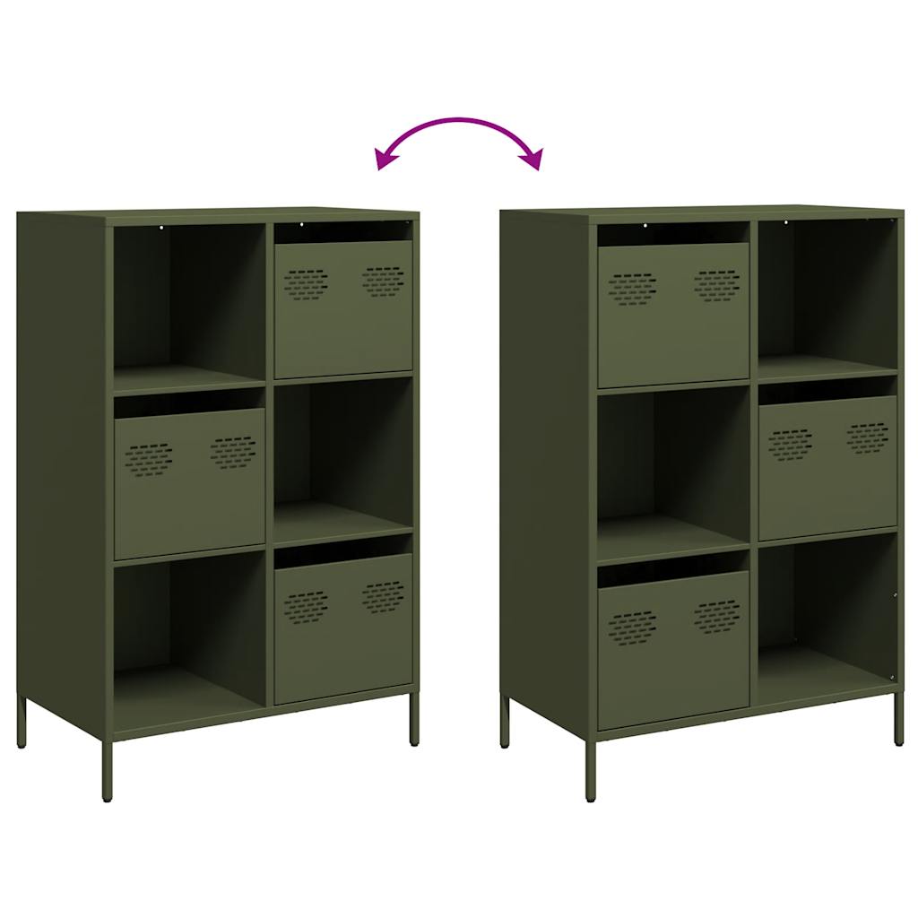 Hoge kast 68x39x103,5 cm staal olijfgroen