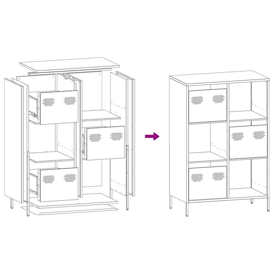 Hoge kast 68x39x103,5 cm staal wit