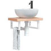 Bathroom wall shelf steel and solid beech wood