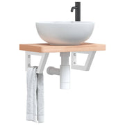 Bathroom wall shelf steel and solid beech wood