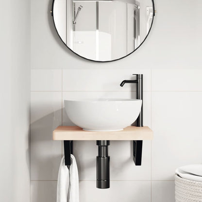 Badkamer wandschap staal en massief beukenhout