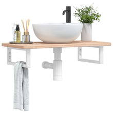 Badkamer wandschap staal en massief eikenhout