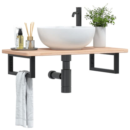 Badkamer wandschap staal en massief eikenhout