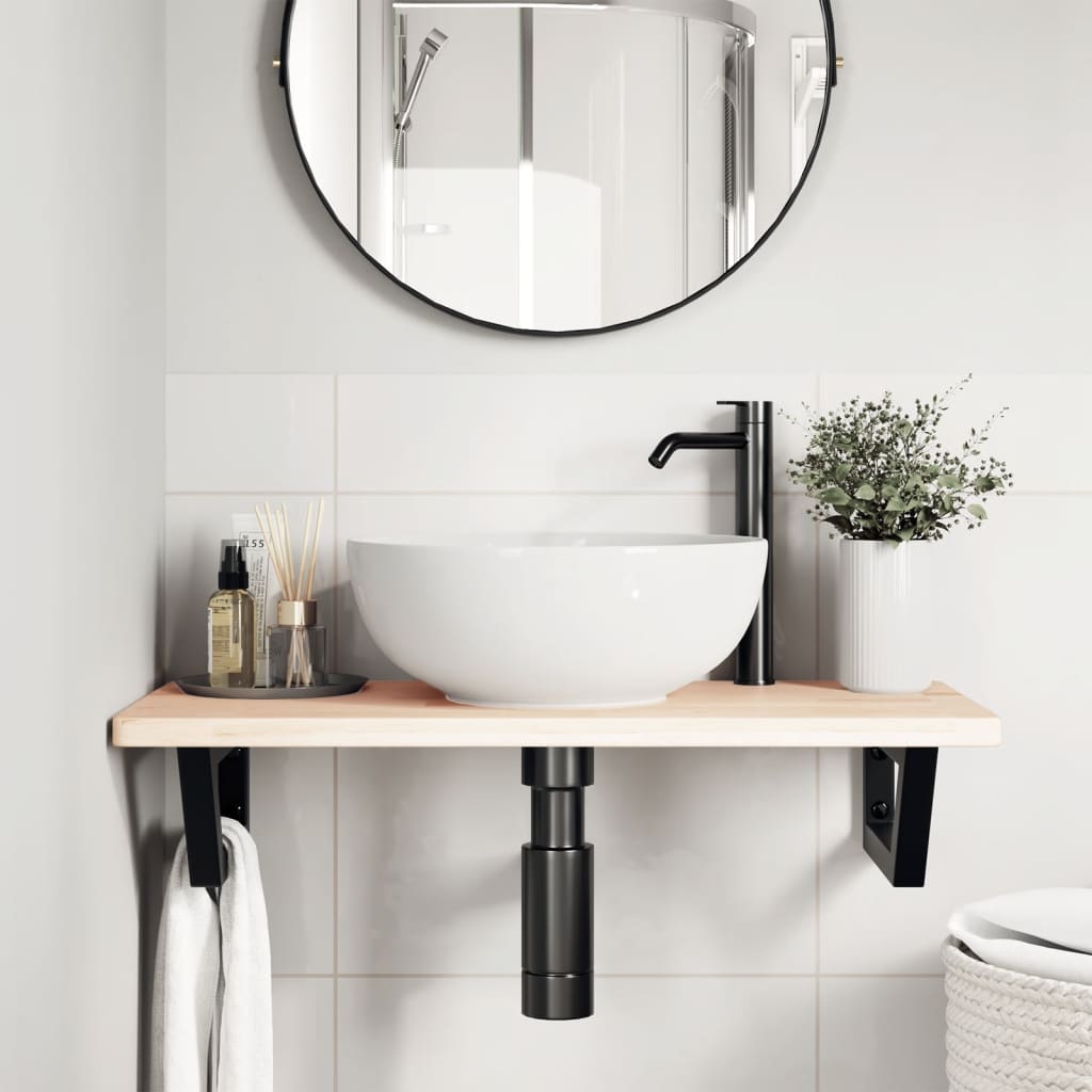 Badkamer wandschap staal en massief eikenhout