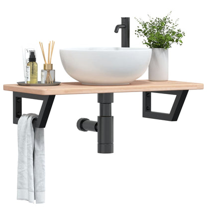 Badkamer wandschap staal en massief eikenhout