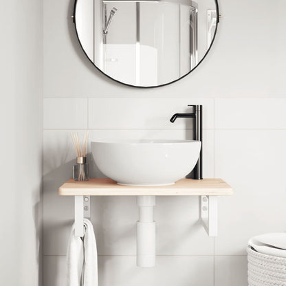 Badkamer wandschap staal en massief eikenhout
