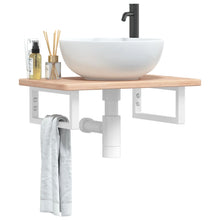 Badkamer wandschap staal en massief eikenhout