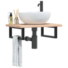 Badkamer wandschap 60 cm massief eikenhout staal