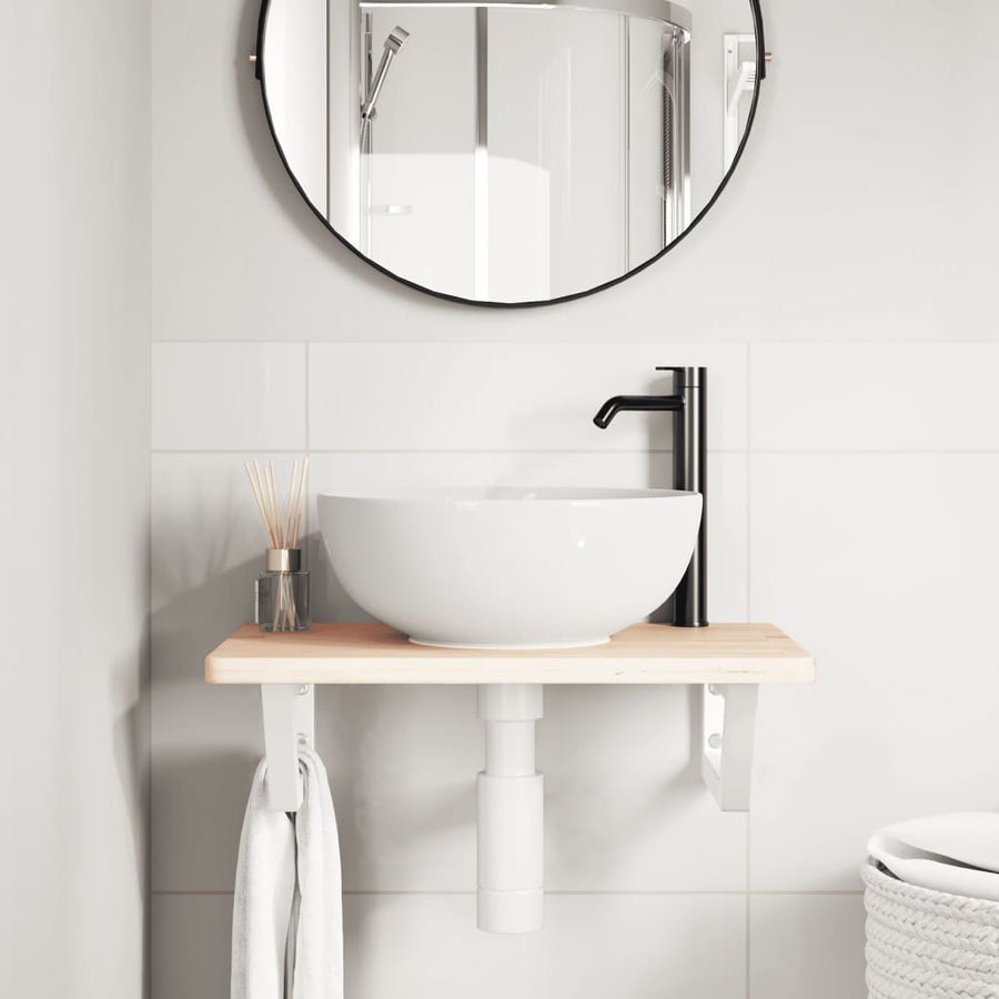 Badkamer wandschap staal en massief eikenhout