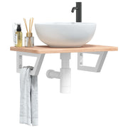 Badkamer wandschap staal massief eikenhout