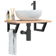 Badkamer wandschap 60x40 cm staal massief eikenhout