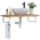 Bathroom wall shelf steel and solid oak