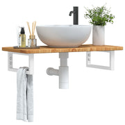 Badkamer wandschap 80x40 cm staal massief eikenhout