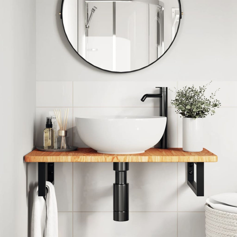 Badkamer wandschap staal en massief eikenhout