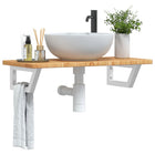 Bathroom wall shelf steel and solid oak