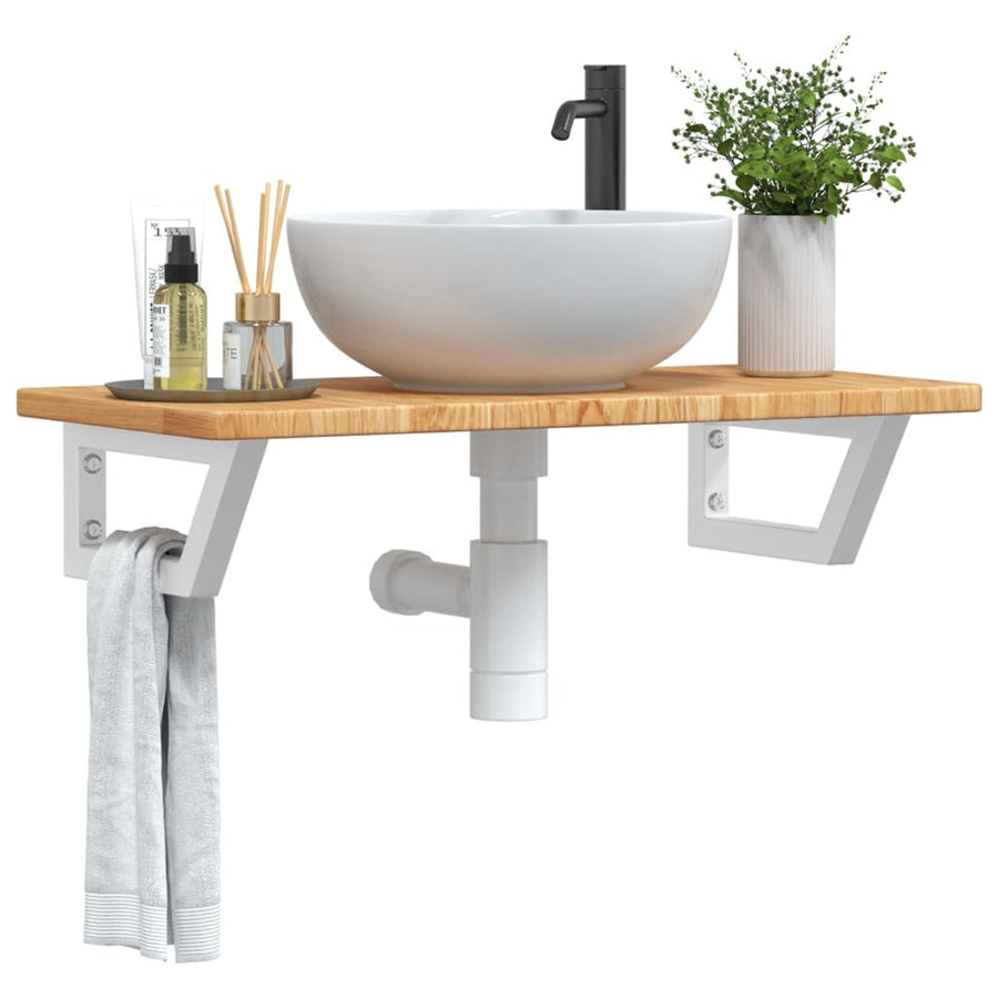 Badkamer wandschap staal en massief eikenhout