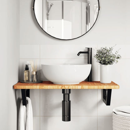 Badkamer wandschap staal en massief eikenhout