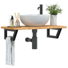 Badkamer wandschap staal massief eikenhout 80x40 cm