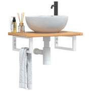 Badkamer wandschap 60 cm staal massief eikenhout