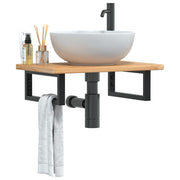 Badkamer wandschap 60x40 cm staal massief eikenhout