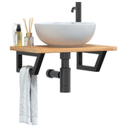 Badkamer wandschap staal massief eikenhout 60x40 cm