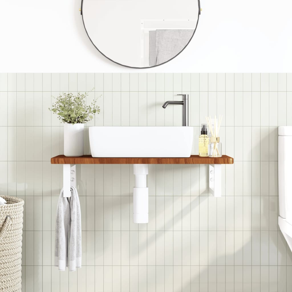 Badkamer wandschap staal en massief eikenhout