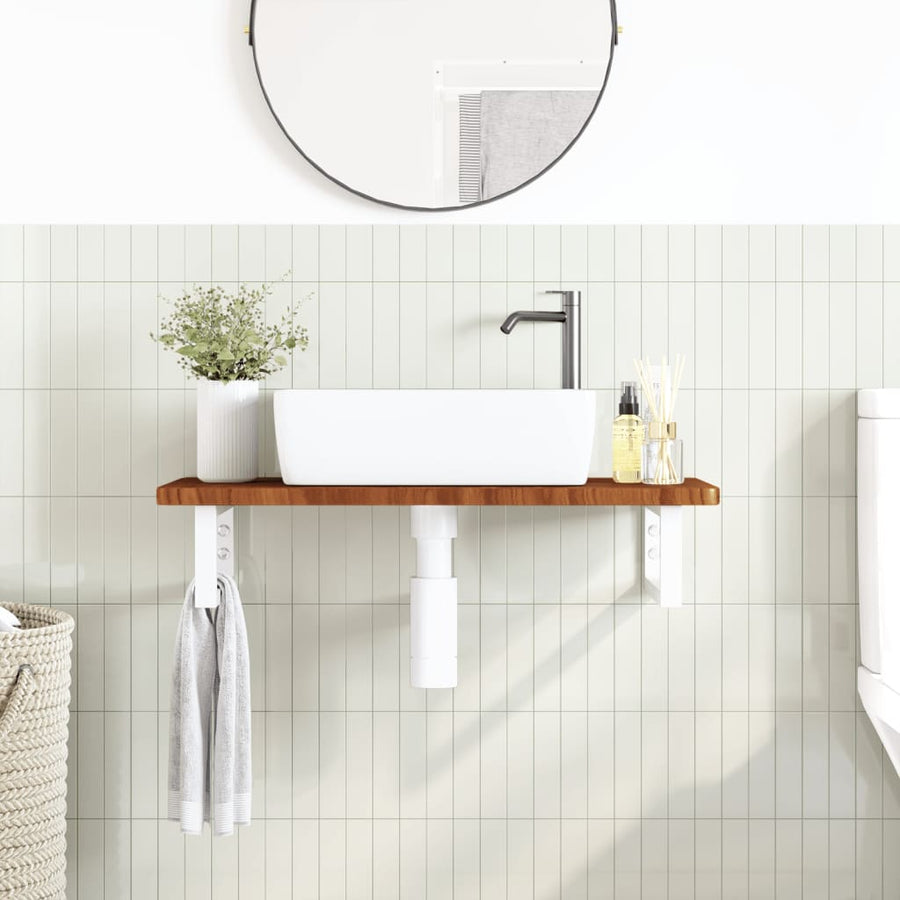 Badkamer wandschap staal en massief eikenhout