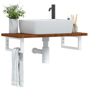 Badkamer wandschap staal massief eikenhout 80x40 cm