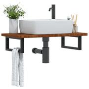 Badkamer wandschap 80x40 cm staal massief eikenhout