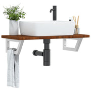 Badkamer wandschap staal massief eikenhout