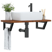 Badkamer wandschap 80x40 cm staal massief eikenhout
