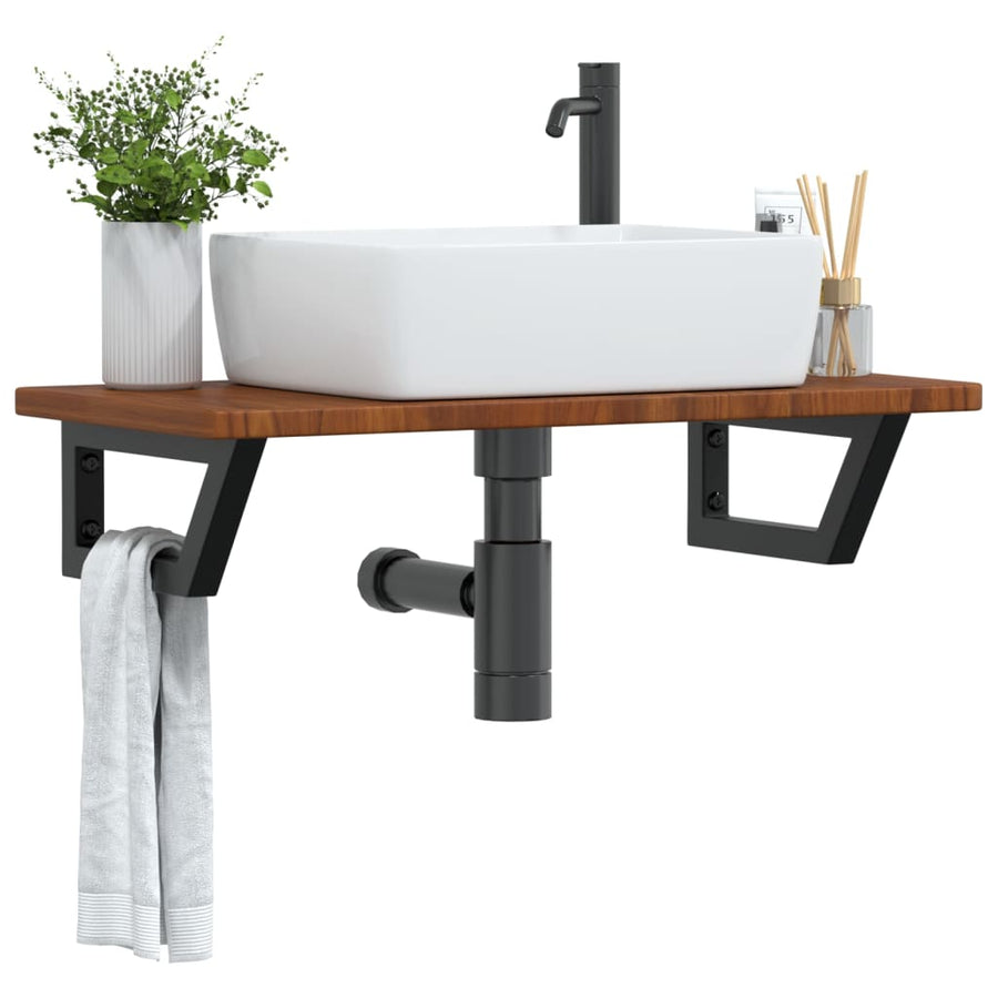 Badkamer wandschap staal en massief eikenhout