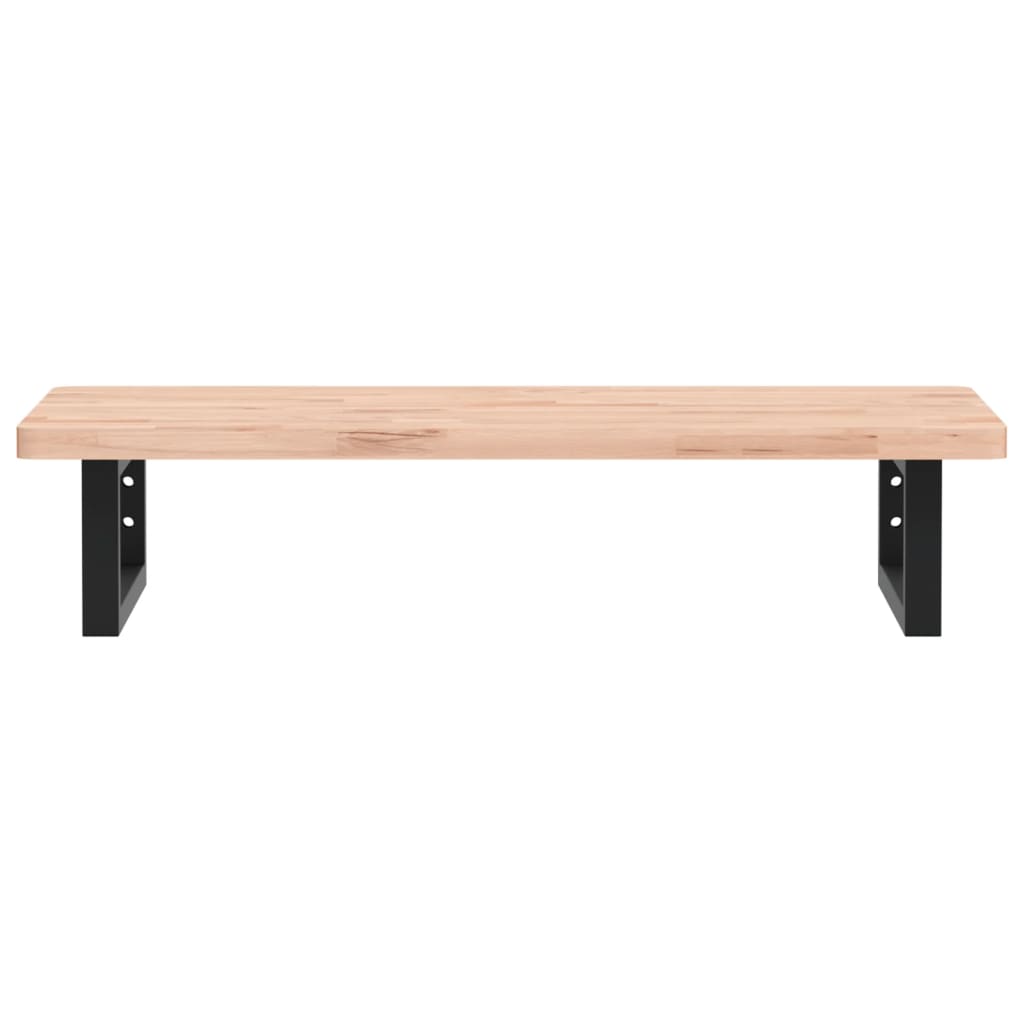 Badkamer Wandschap Staal En Massief Beukenhout 1 80 x 40 x 2.5 cm Bruin en zwart