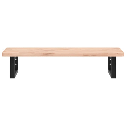 Badkamer Wandschap Staal En Massief Beukenhout 1 80 x 40 x 2.5 cm Bruin en zwart