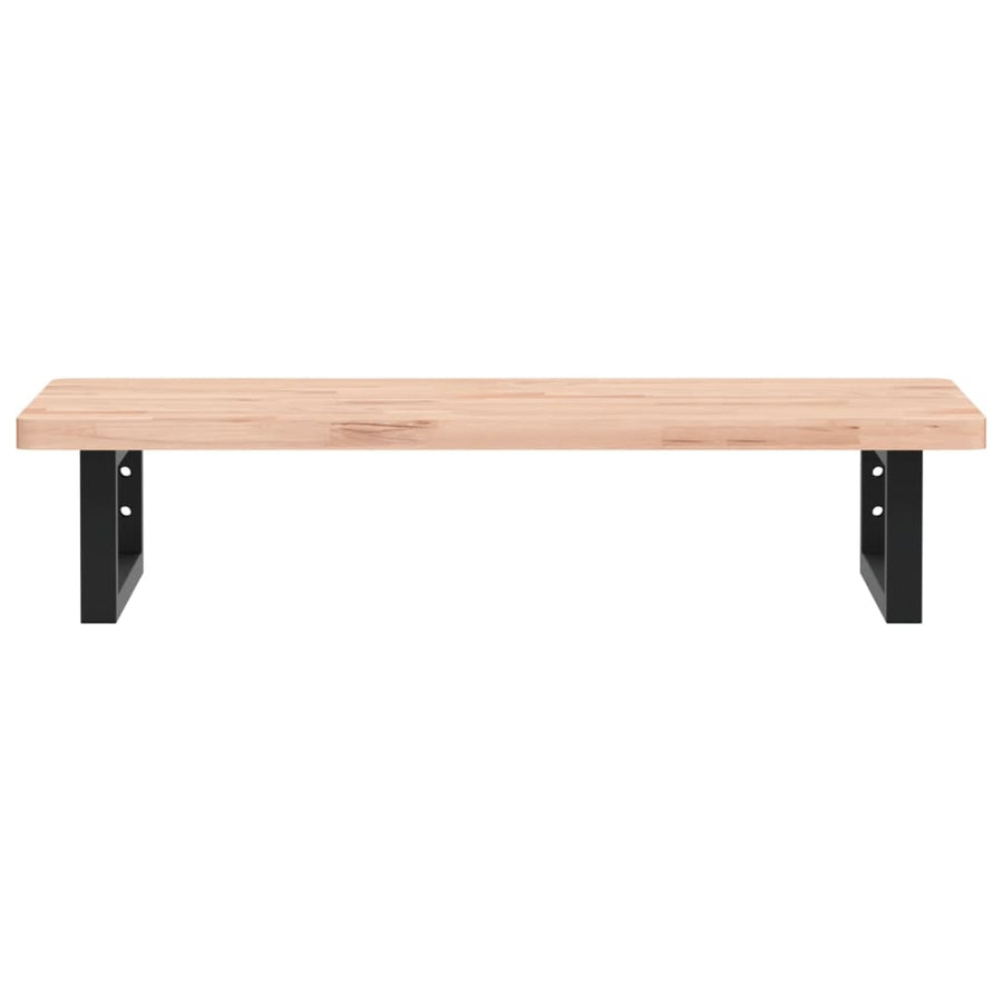 Badkamer Wandschap Staal En Massief Beukenhout 1 80 x 40 x 2.5 cm Bruin en zwart