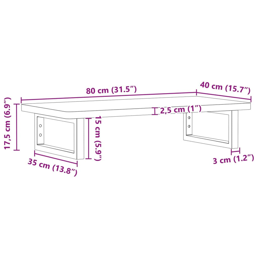Badkamer Wandschap Staal En Massief Beukenhout 1 80 x 40 x 2.5 cm Bruin en zwart