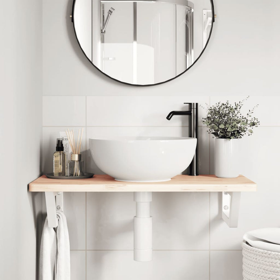 Badkamer wandschap staal en massief beukenhout